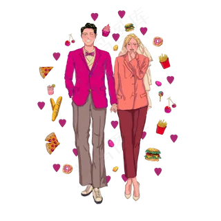 双十一情侣服装模特电商购物小插