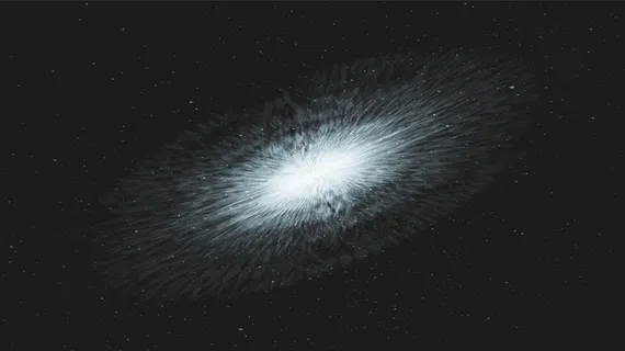 银河系螺旋背景上的软蓝色星际带