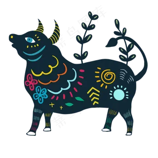 创意剪纸撞色牛