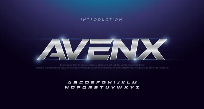 运动现代斜体字母银色字体。排版3d不锈钢发际银色字体eps,ai矢量模版下载