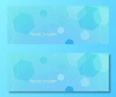 抽象六边形几何蓝旗设计