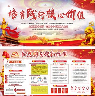党建培育和践行*核心价值观展板