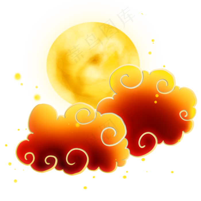 中国风祥云和月亮(2000*2000px 300 dpi )psd模版下载