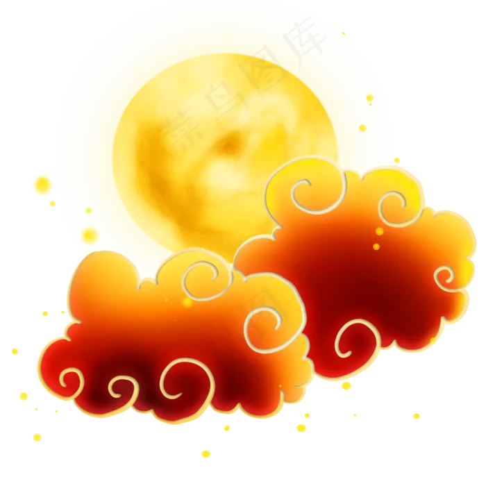 中国风祥云和月亮(2000*2000px 300 dpi )psd模版下载