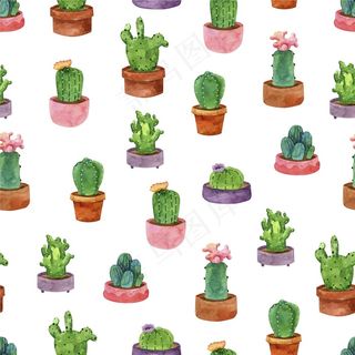 仙人掌图案水彩设计