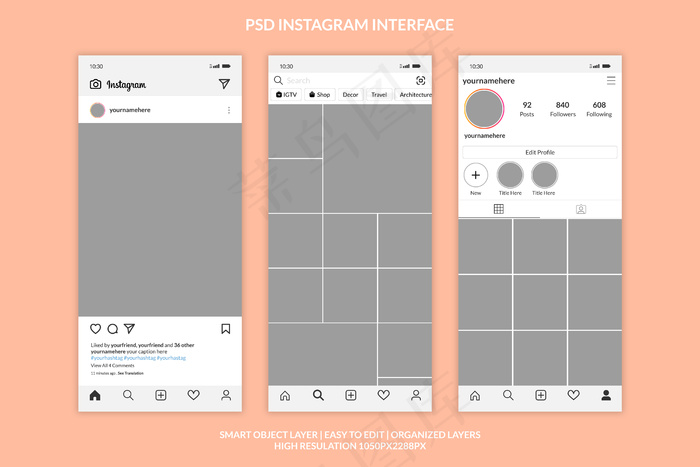 Instagram界面模板高级版psd模版下载