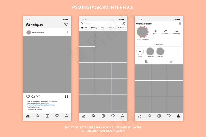 Instagram界面模板高级版psd模版下载