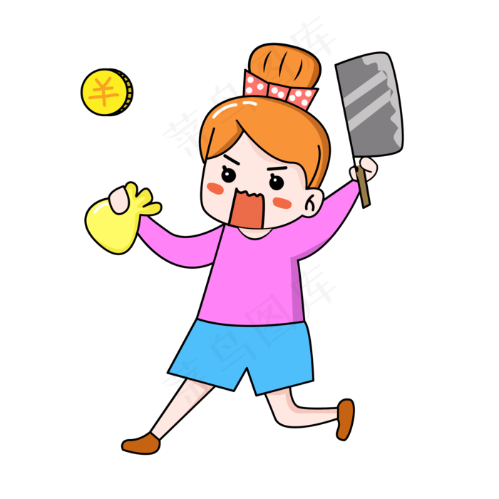 双十一购物狂欢节卡通手绘Q版砍