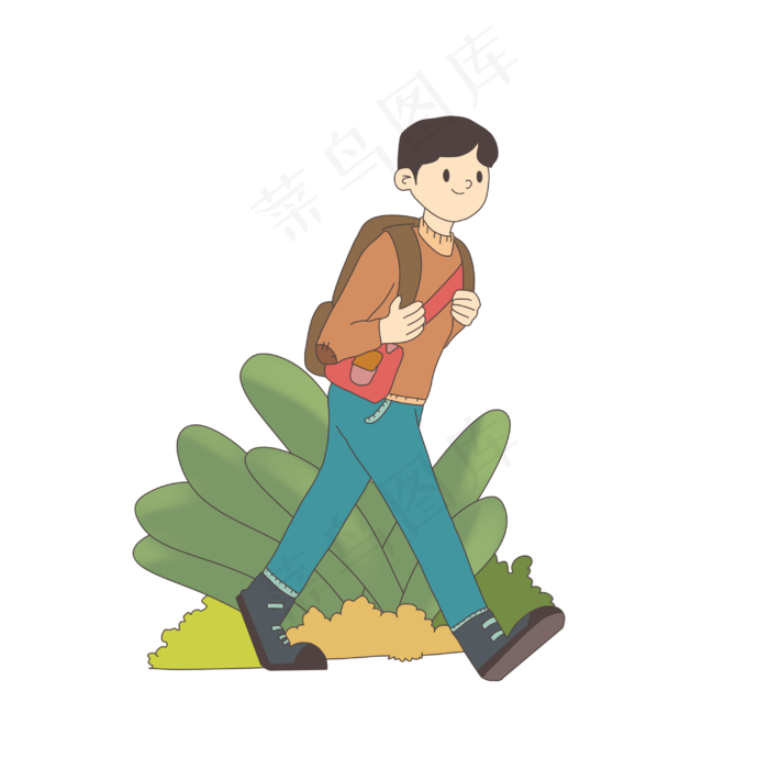 寒露主题背书包上学的男生手绘卡(3000X3000(DPI:299))psd模版下载
