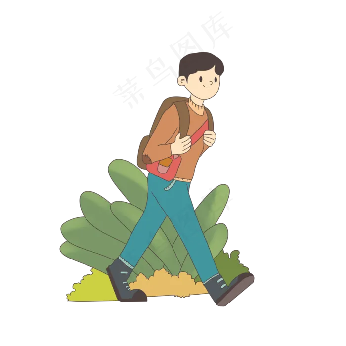 寒露主题背书包上学的男生手绘卡(3000X3000(DPI:299))psd模版下载