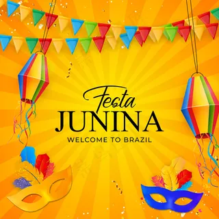 junina节日背景与派对旗帜banner灯笼