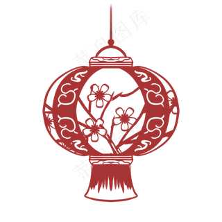 新春梅花灯笼剪纸