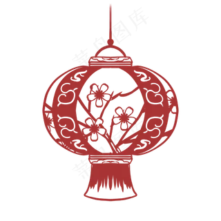 新春梅花灯笼剪纸