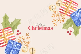 水彩画圣诞背景