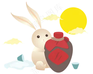 中秋节喝酒玉兔
