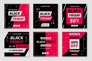 黑色和粉色黑色星期五平面设计模板