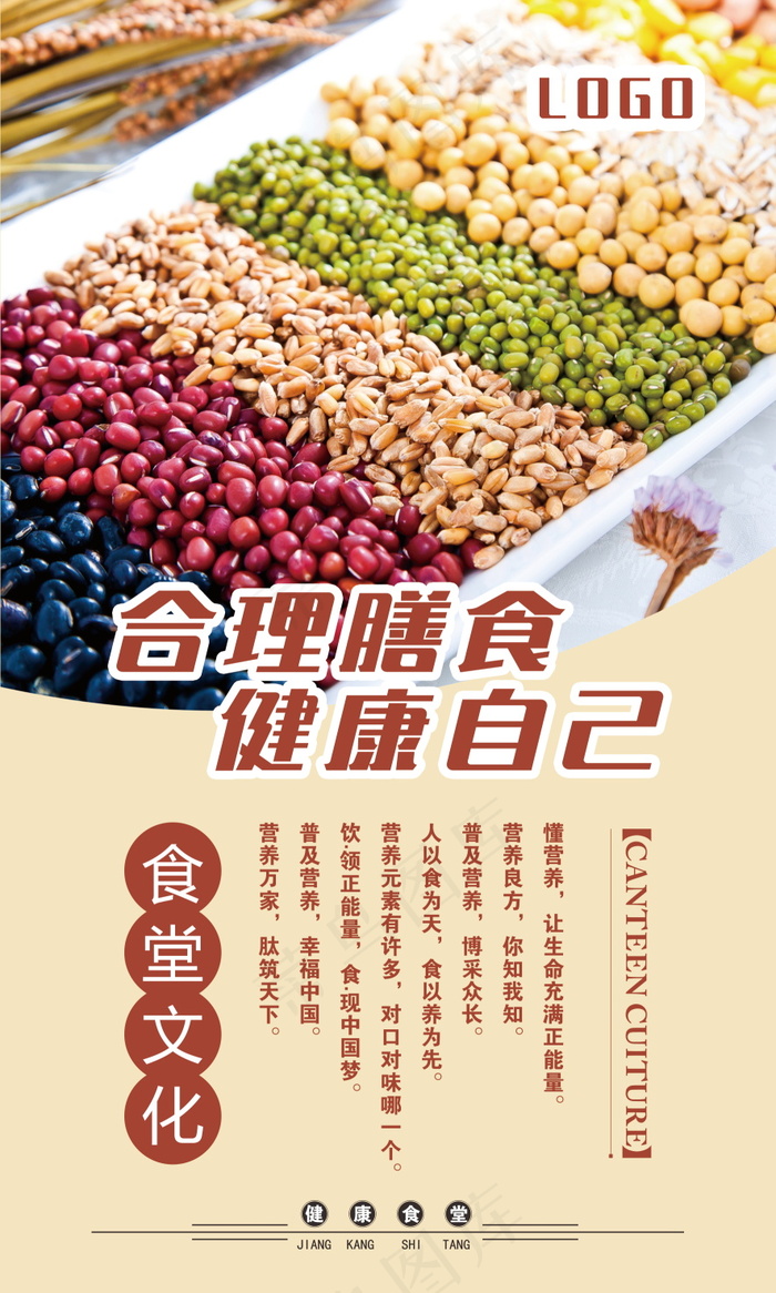 校园餐厅食堂挂画标语海报反对浪费节约粮食psd模版下载