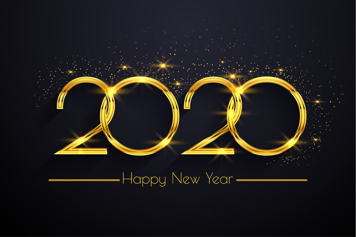 2020新年快乐金色文字背景eps,ai矢量模版下载