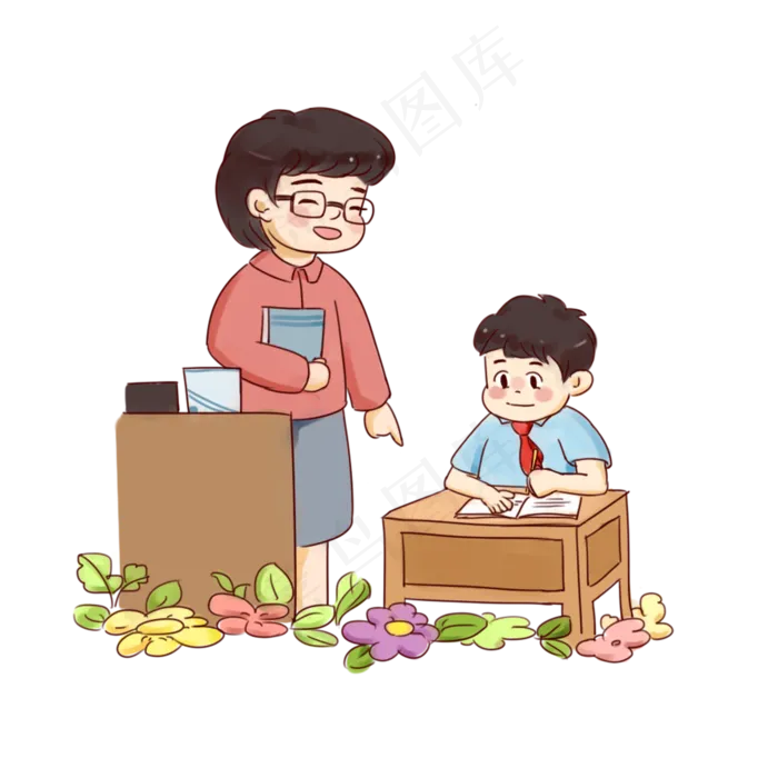 教师节手绘卡通免抠元素老师和学(2000X2000(DPI:300))psd模版下载