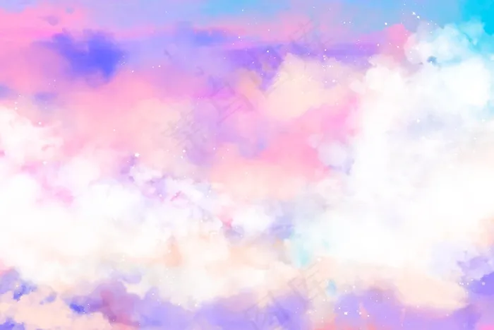 手绘水彩粉彩天空背景eps,ai矢量模版下载