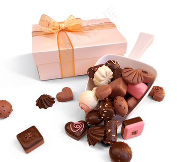 分散的巧克力固体元素