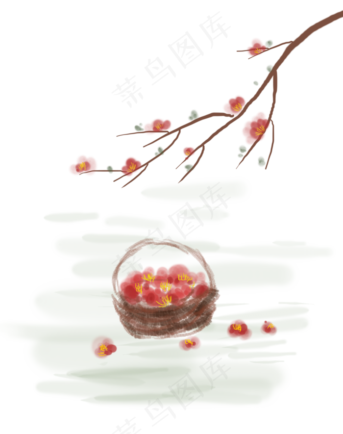 二十四节气立春踏春梅花(4299X5435(DPI:300))psd模版下载