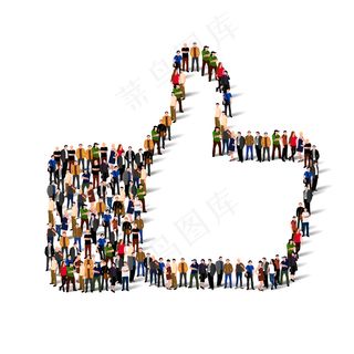 一大群人形似标志。