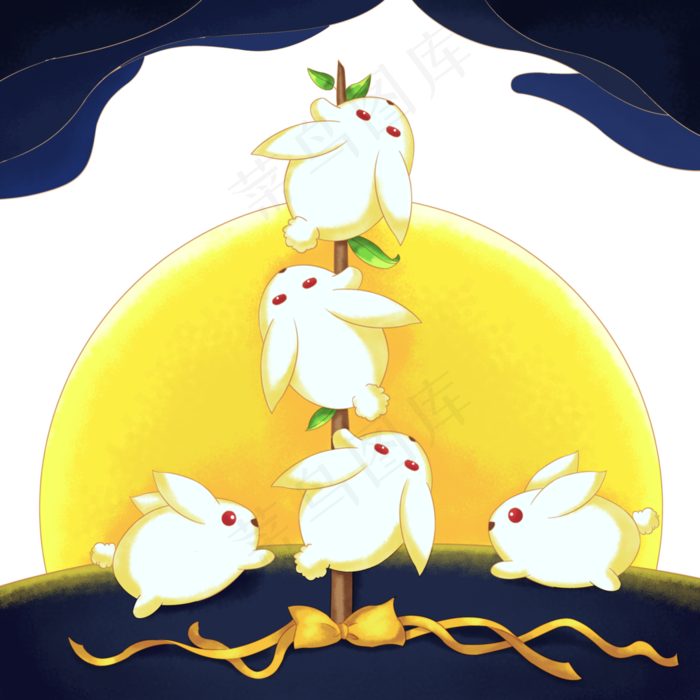 中秋八月十五玉兔装饰月圆(3500X3500(DPI:300))psd模版下载