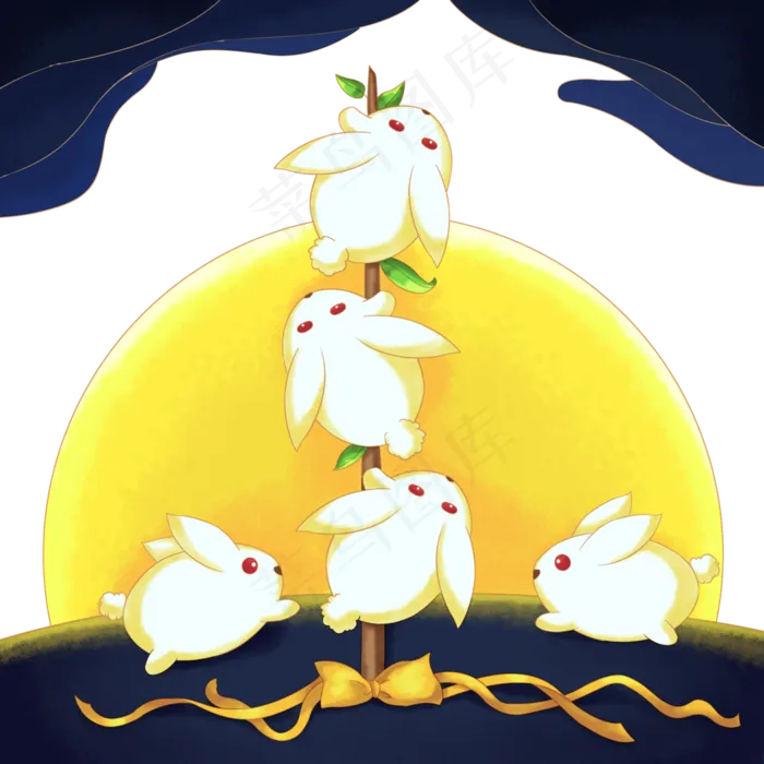 中秋八月十五玉兔装饰月圆(3500X3500(DPI:300))psd模版下载