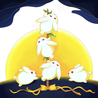 中秋八月十五玉兔装饰月圆
