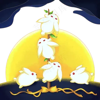 中秋八月十五玉兔装饰月圆