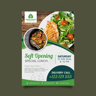 健康食品餐厅宣传单,DM传单模板