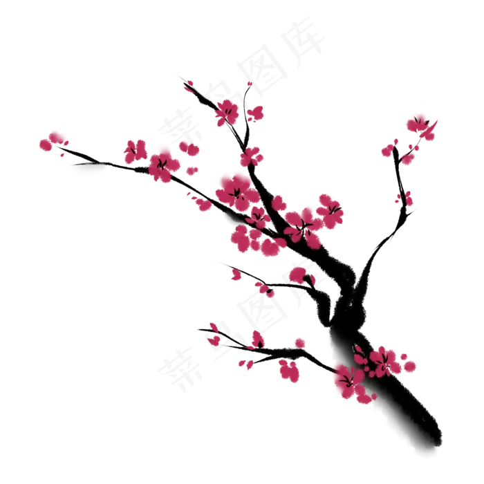 国画梅花水墨梅花(2150X2150(DPI:299))psd模版下载