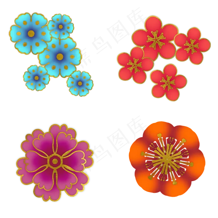 新春金边花花朵剪纸(3000X3000(DPI:300))psd模版下载
