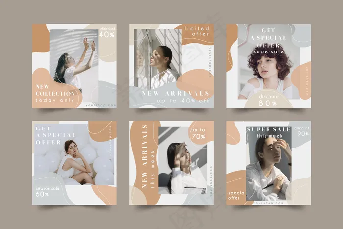 时尚销售社交媒体帖子包eps,ai矢量模版下载