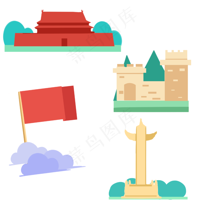 国庆华表*长城贴纸(3000X3000(DPI:71))psd模版下载
