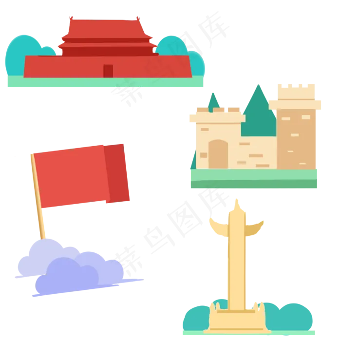 国庆华表*长城贴纸(3000X3000(DPI:71))psd模版下载