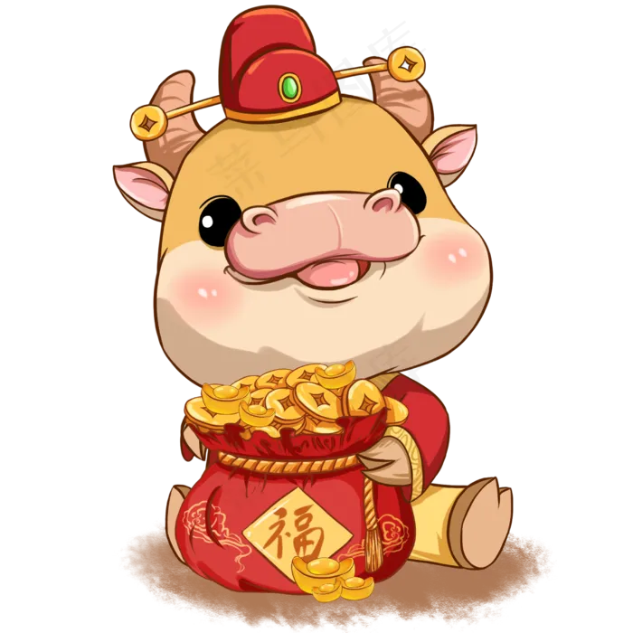 2021接财纳福贺岁福袋牛娃牛年(2480X2480(DPI:300))psd模版下载