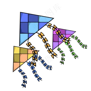 秋景游玩彩色放风筝矢量图