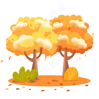 秋天枫树金色落叶素材