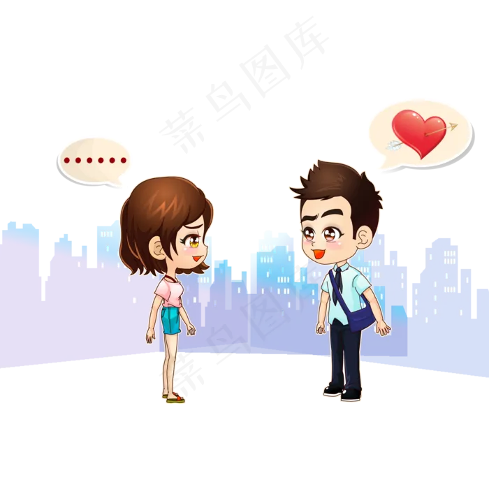 情人节七夕男孩女孩一见钟情情人(2000*2000px 300 dpi )ai矢量模版下载