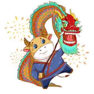 2021年春节牛年舞狮的小牛