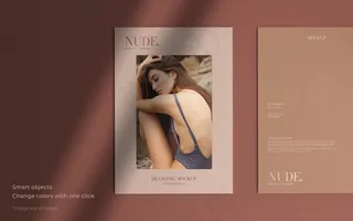 带有柔和阴影的优雅小册子模型样机