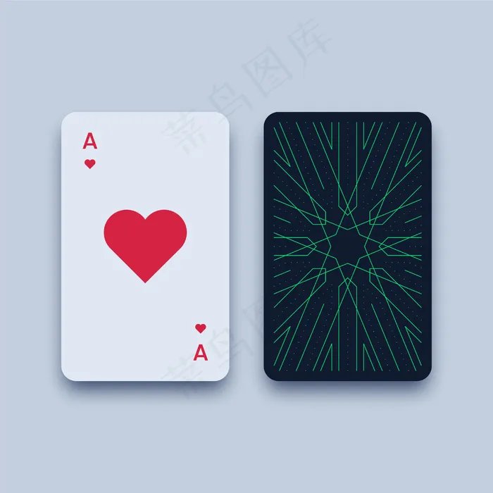 红心王牌扑克牌插图eps,ai矢量模版下载