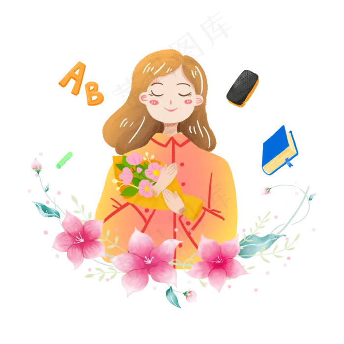 教师节老师头像鲜花素材(2000X2000(DPI:300))psd模版下载