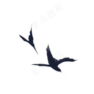 天空中黑色的大雁