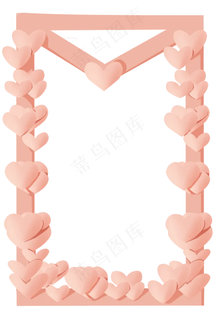 情人节粉色系剪纸边框(3543X5315(DPI:299))psd模版下载