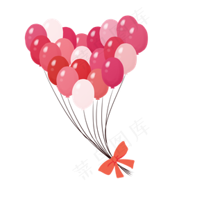 粉红心心相印气球束