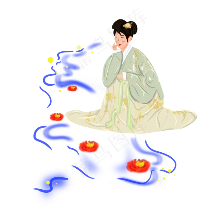 中元节鬼节元宵节河边放莲花灯人(2000X2000(DPI:72))psd模版下载