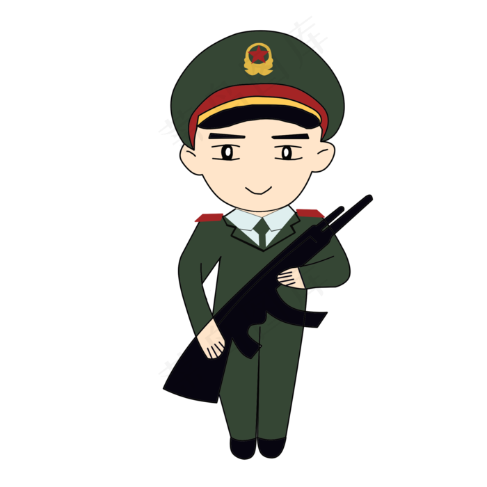 国庆节手绘风卡通军人形象帅气拿(2000X2000(DPI:300))psd模版下载